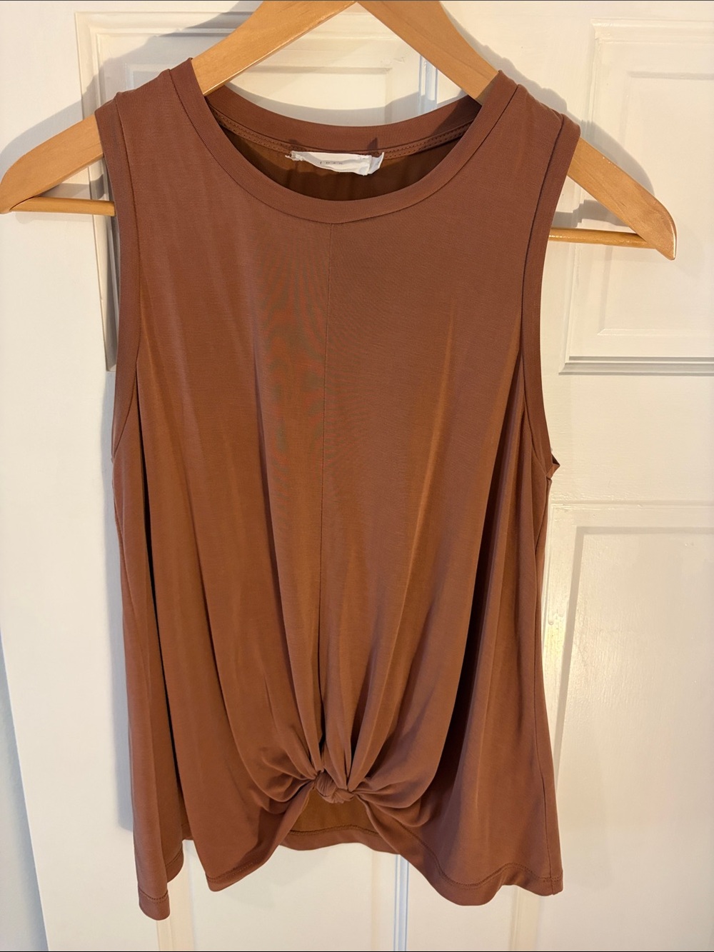 Lush Brown Twist-Front Sleeveless Tank